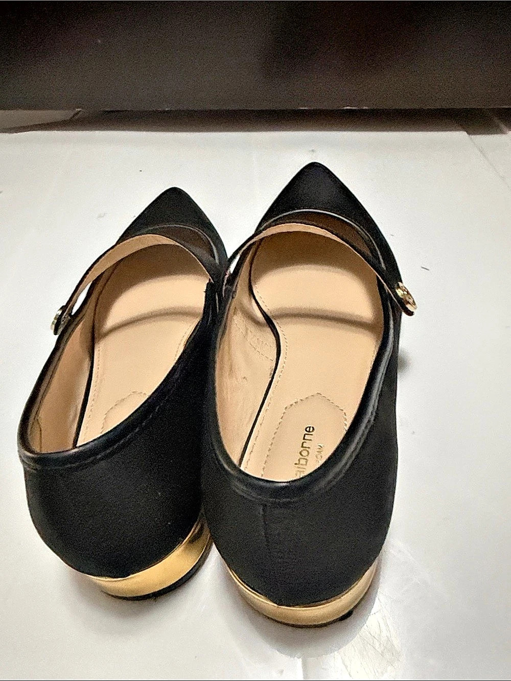 Lizclaiborne Black Pointed-Toe Mary Jane Heels